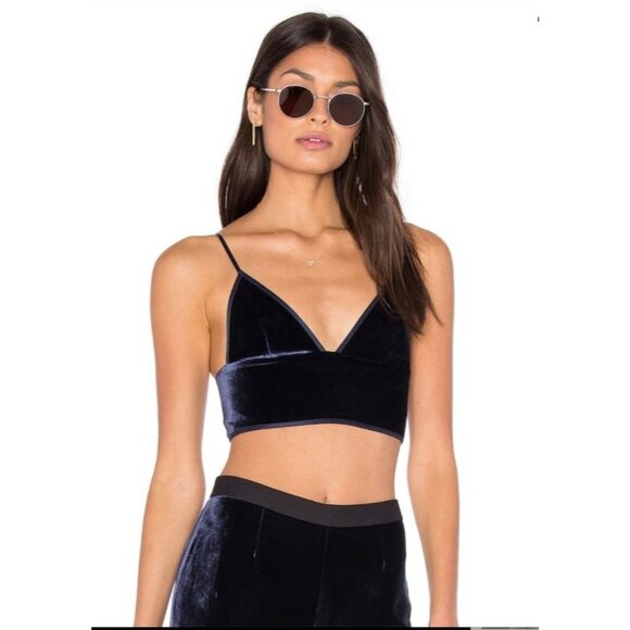 Alexander Wang Silk Velvet Bralette Navy - Picture 1 of 7